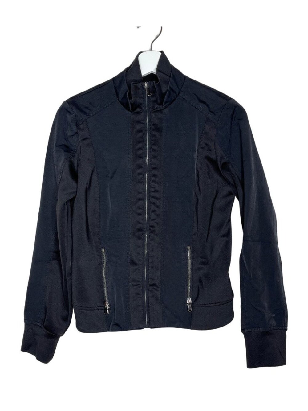 New York & Company Black Moto Zip Jacket Women’s Small Stretch Casual Layering